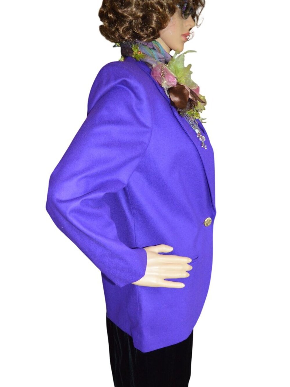 NWOT Vintage 90s Sag Harbor Royal Purple 100% Wool Blazer Women's Size 6 Petite - Picture 4 of 9